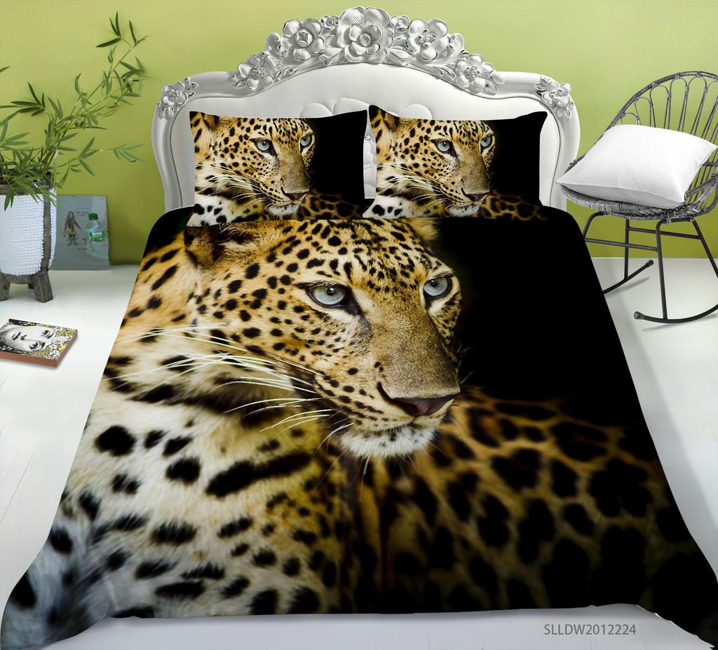 3D Bedding Set Animal Theme Bedding Set Leopard Pattern Duvet Cover AU Full Size Bedding Sheet/Double Home Decoration