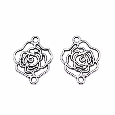Accessories Jewelry Brand: WYISYWG Antique Silver Color Hollow Flower Connector Charms 17x14mm 20Pieces