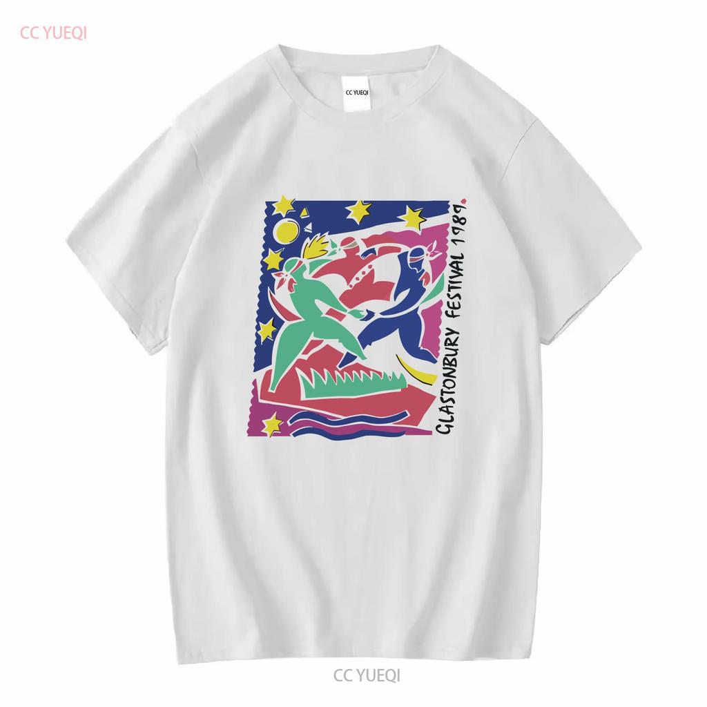 Vintage Glastonbury Music Festival 1989 Rare Retro T Shirt sz M long or short sleeves vintage Washed fashion Breathable