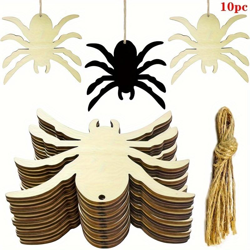

10pcs Wooden Spider Shapes for DIY Painting - Halloween Party Decorations, Craft Kits, Home Wall Hanging Ornaments (9.91x9.14cm)