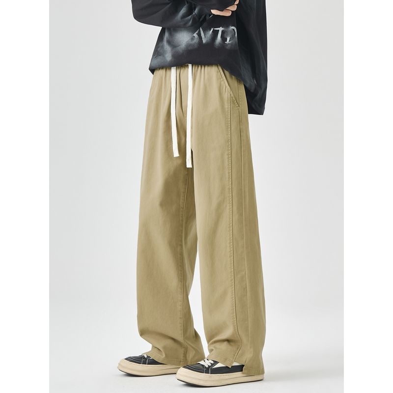 Wassup Pure Cotton Fleece-Lined Cargo Pants for Men, New Autumn and Winter American-Style Loose Straight-Leg Casual Thickened Long Pants