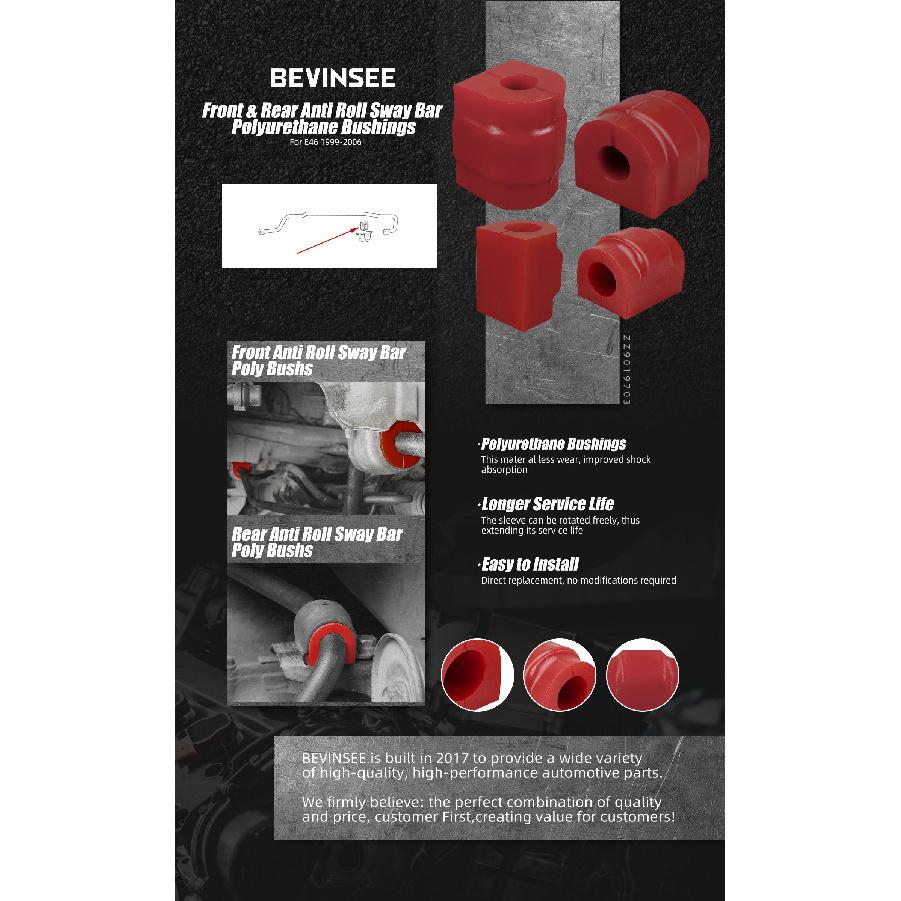 80A Polyurethane Front & Rear Anti Roll Sway Bar Bushing Set for BMW E46 2001-2006, Replace for 31351097179,33551138104