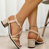 Fashion Summer Bohemian Beach Open Toes Sandals for Women Casual Patchwork Square Heel Roman Sandles Woman Plus Size Women Sandals