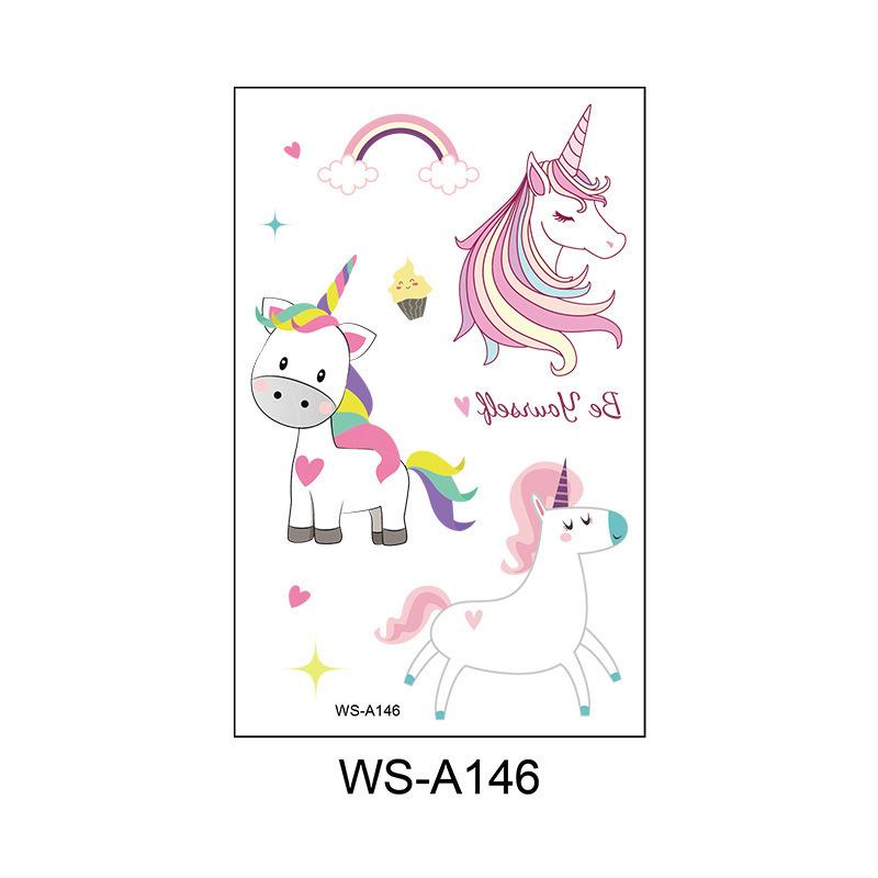 Cross Border Cartoon Unicorn Children's Waterproof Tattoo Sticker Pony Beautiful Girl Temporary