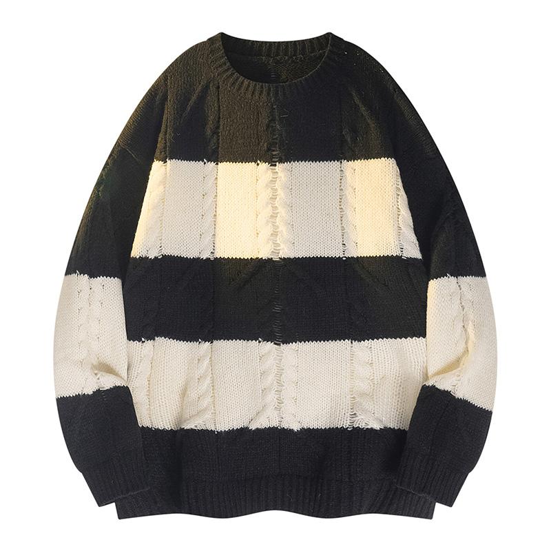 New Autumn and Winter Sweater Striped Sweater Retro Men's Top