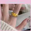 Stylish Korean Yellow Smiley Face Ring For Women Adjustable Geometric Design Fashionable