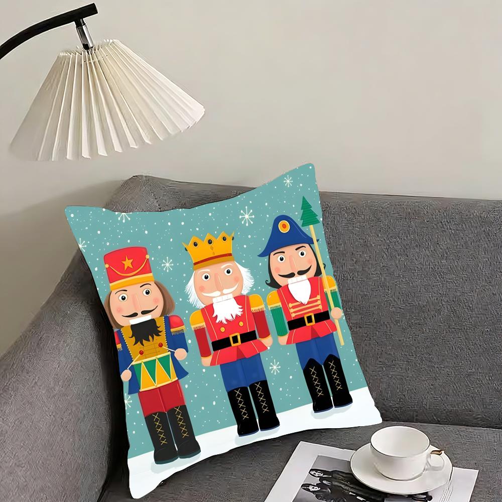 Nutcracker Soldier Christmas Cushion Cover Pillowcase Ultra Soft Skin Friendly Fabric Cloud Like Comfort  Concealed Zipper
