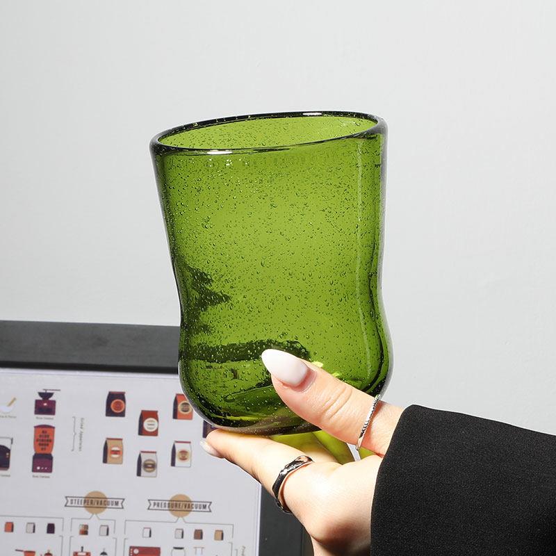 Colorful Glass Coffee Glass Cup Handmade Bubble Glass Wine Milk Juice Glass Water Cup