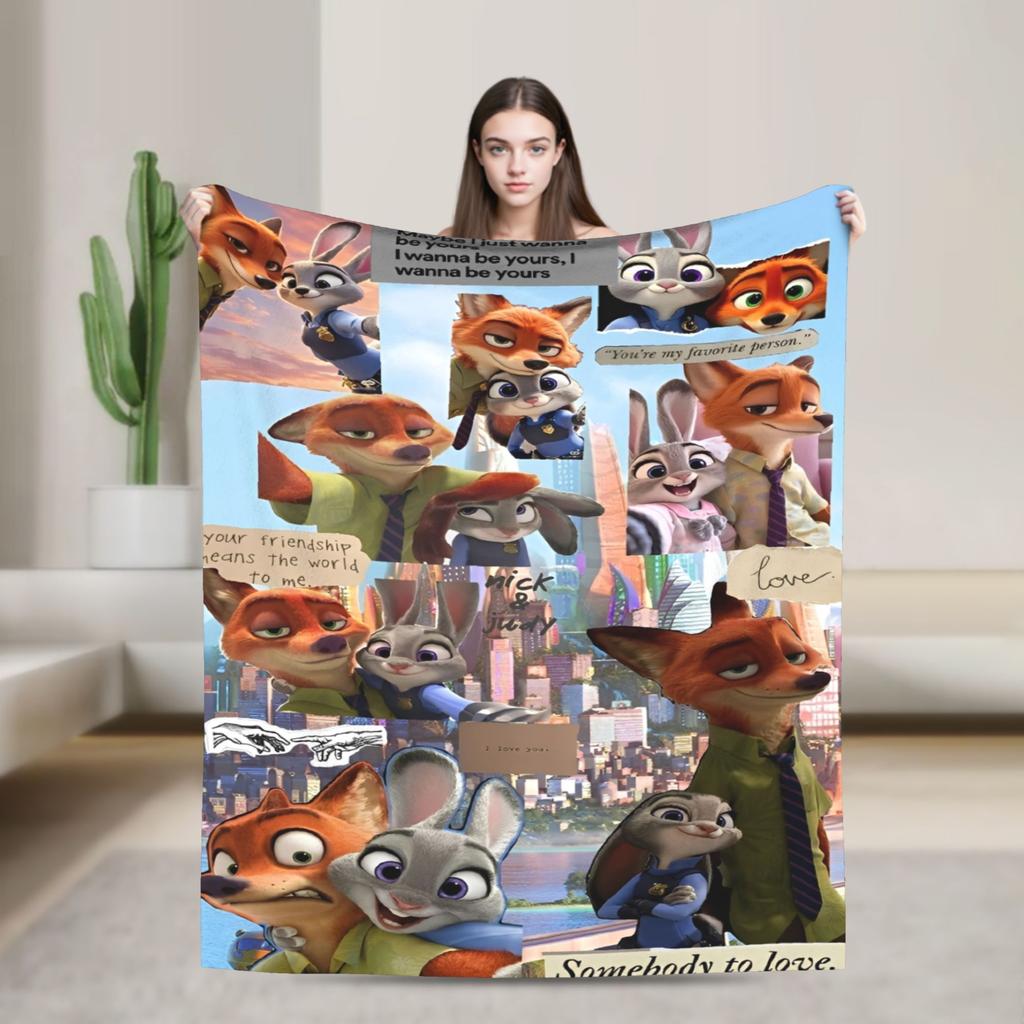Zootopia Blankets Fleece Textile Decor Judy Hopps Nick Wilde Breathable Super Warm Throw Blankets for Sofa Office Quilt