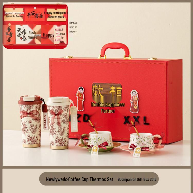 Exquisite High-Grade Thermos Coffee Cup & Saucer for Newlywed Gifts No Specific Size
