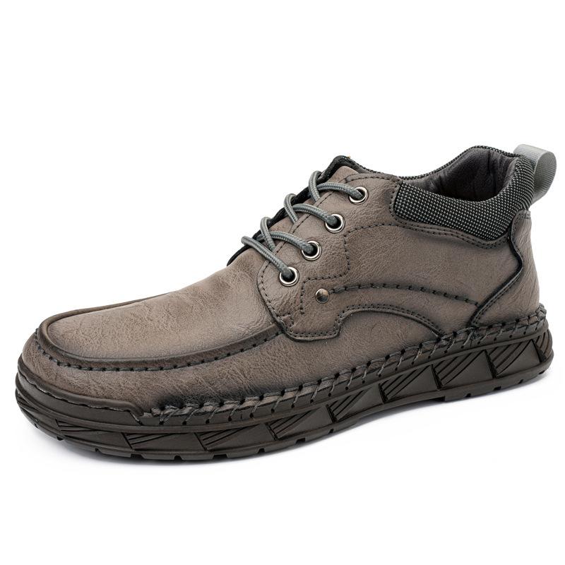 

New popular men s Martin boots autumn and winter large size men s short boots casual leather shoes hand-stitched tooling boots 48