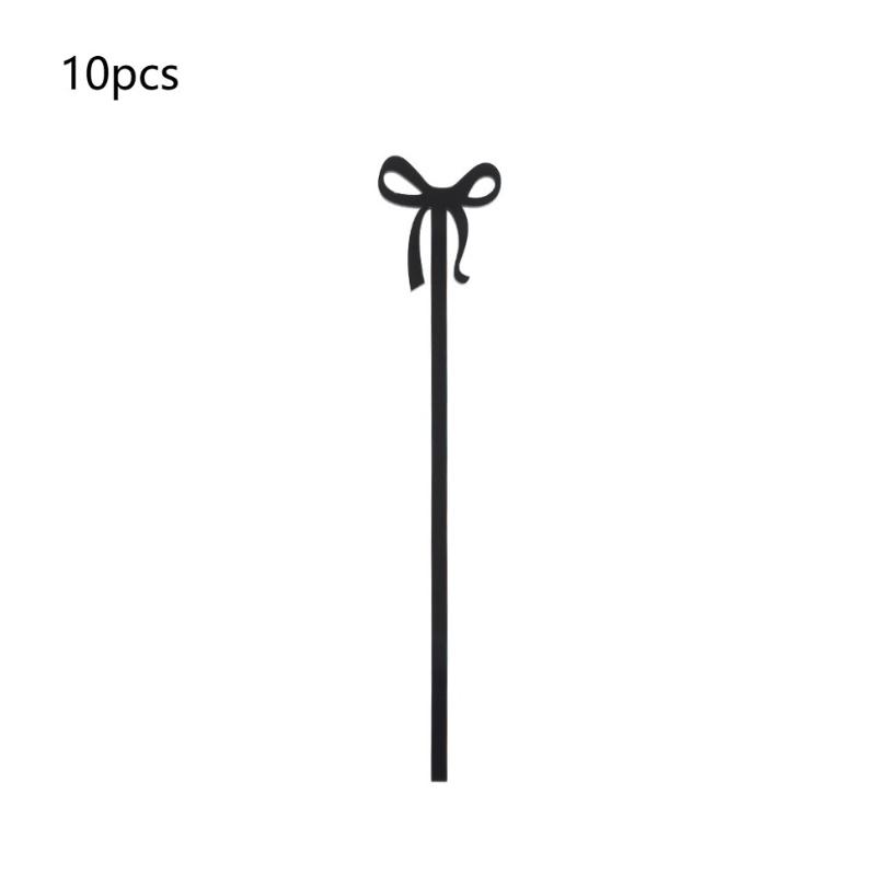 10 Pieces Cocktail Stirrers Bow Drink Stirrers Fruit Food Picks Cocktail Stirrers Suitable For Bow Theme Party Birthday Wedding