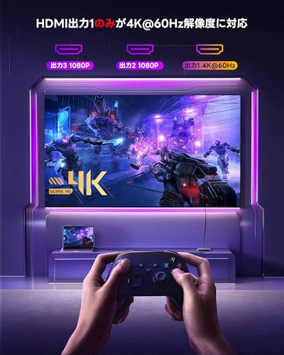 Avedio Links USB C To HDMI Adapter, 4K@60Hz HDMI Splitter with Extended Mode (MST/ABCD), 100W PD Charging Port, 4-Screen Display Hub, 3-Port Output, 4