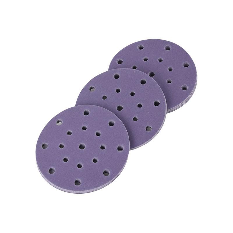 6-Inch 17-Hole Flocking Purple Clay Sanding Disc for Dry Sanding