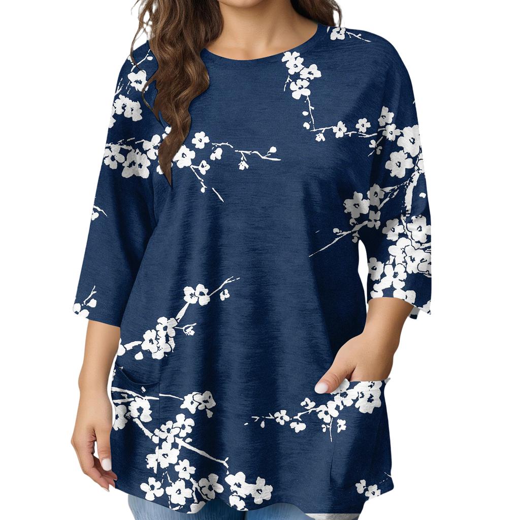 Damen Mode Übergröße Bedruckte Kurzarmbluse Für Elegantes Pendeln Und Freizeitkleidung