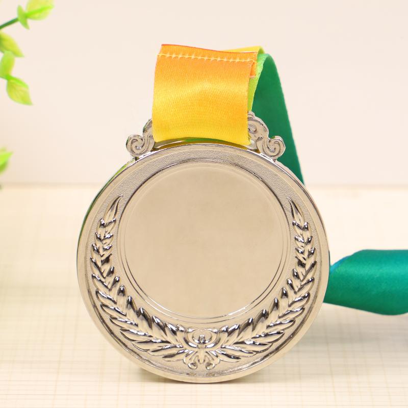 

Metal Award Medals With Neck Ribbon Gold Silver Bronze Style For Sports Academics Or Any Competition серебряный