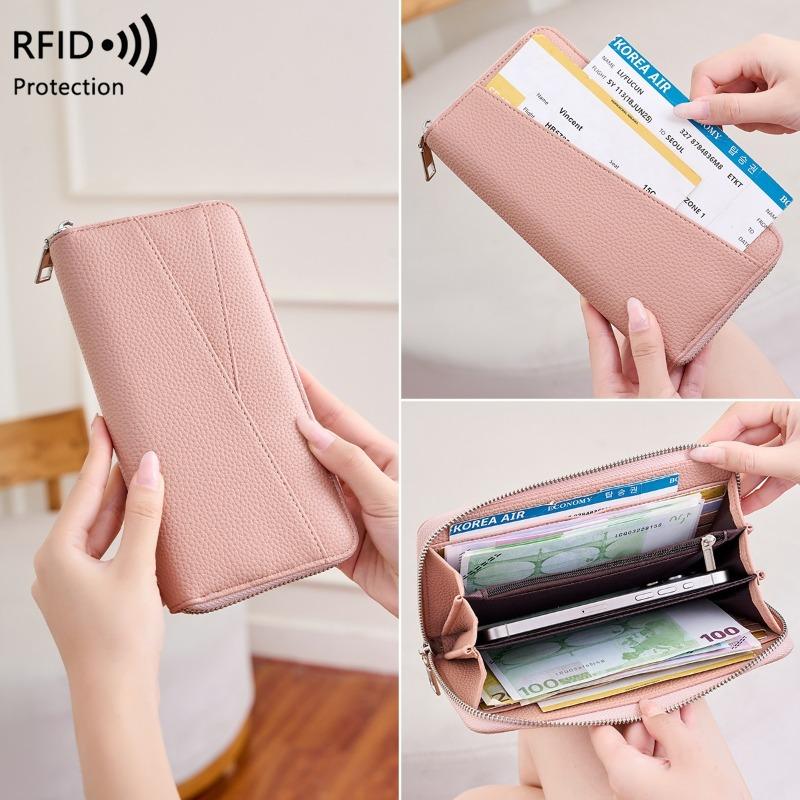 New Anti-magnetic Women's Wallet, Liwen Multi-compartment Passbook, Long Wallet, Simple and Large-capacity Clutch.