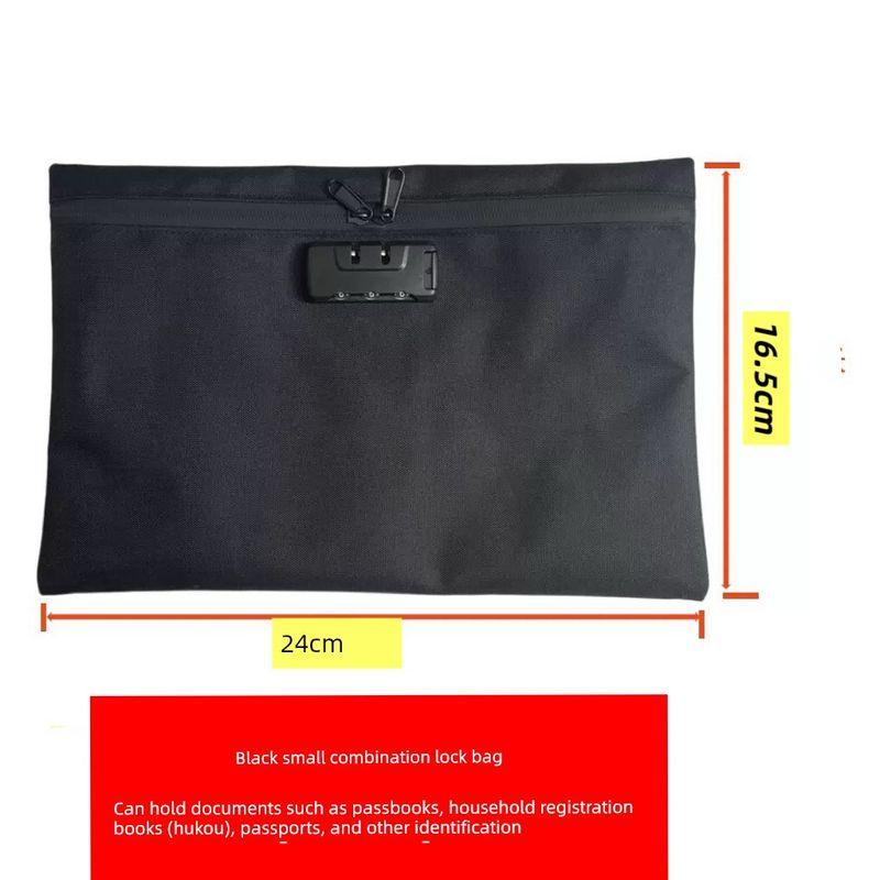 Password Lock File Bag, Document Storage Bag, Household Safety Important Paper Password Lock Document Bag Black Small Size 24*16.5cm Can Hold Documents
