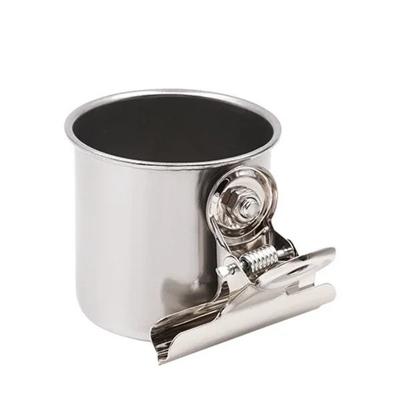 Bird Feeding Double Cups Stainless Steel Parrot Cage Stand Bird Feeder Box Parrot Cups Bowls Container For Food Water Feeding