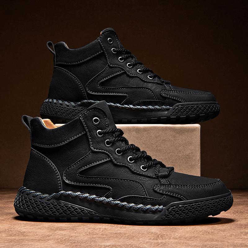 British High-top Leather Shoes, Men's Shoes, Winter Fleece, Warm Cotton Shoes, Outdoor Sports, Business Casual, Soft Leather, Soft Soles, and Wide Fe