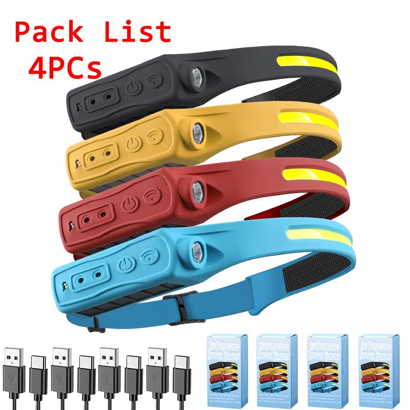 Powerful COB LED Induction Headlamp Built-in Battery USB Rechargeable Head Flashlight Outdoor Camping Fishing Riding Headlight