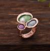 Enamel Geometric Flower Elastic Ring, Women's Fashion High-end Rose Alloy Ring