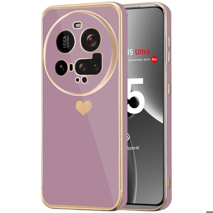 Coque de protection - E.F.CONNECTION - pour Xiaomi 15 Ultra - Souple - Anti-rayures - Violet et doré
