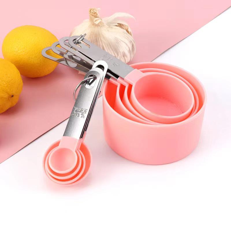 Stainless Steel & Plastic 8-Piece Measuring Cup & Spoon Set with Scale for Baking