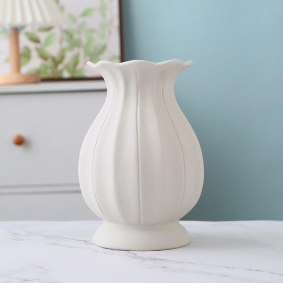 Ceramic Vase Small Modern Flower Vase for Fresh/Artificial Flowers Ribbed Farmhouse Decorative Vase