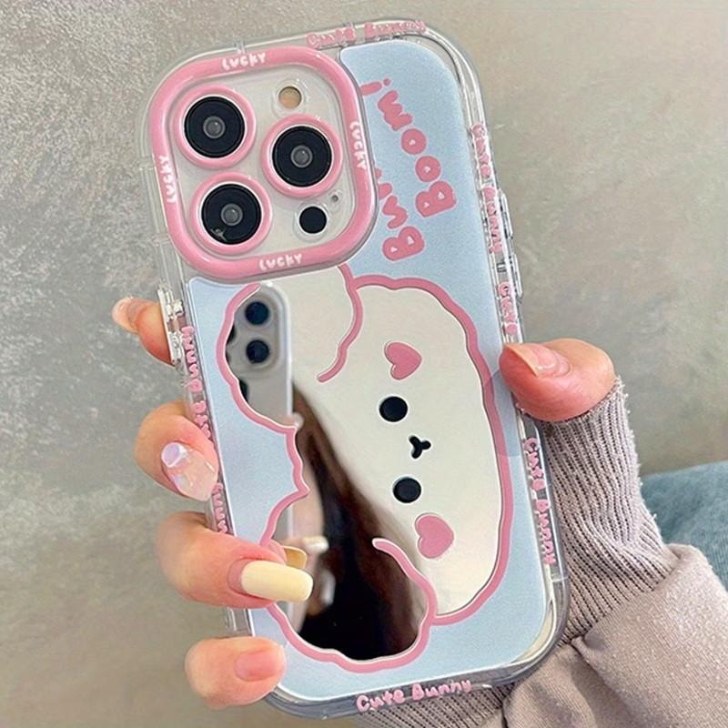 INS Cute Cartoon Bear Makeup Mirror Phone Case For iPhone 17 16 15 14 13 12 11 Pro Max XS X XR 7 8 Plus SE2 16E Shockproof Cover