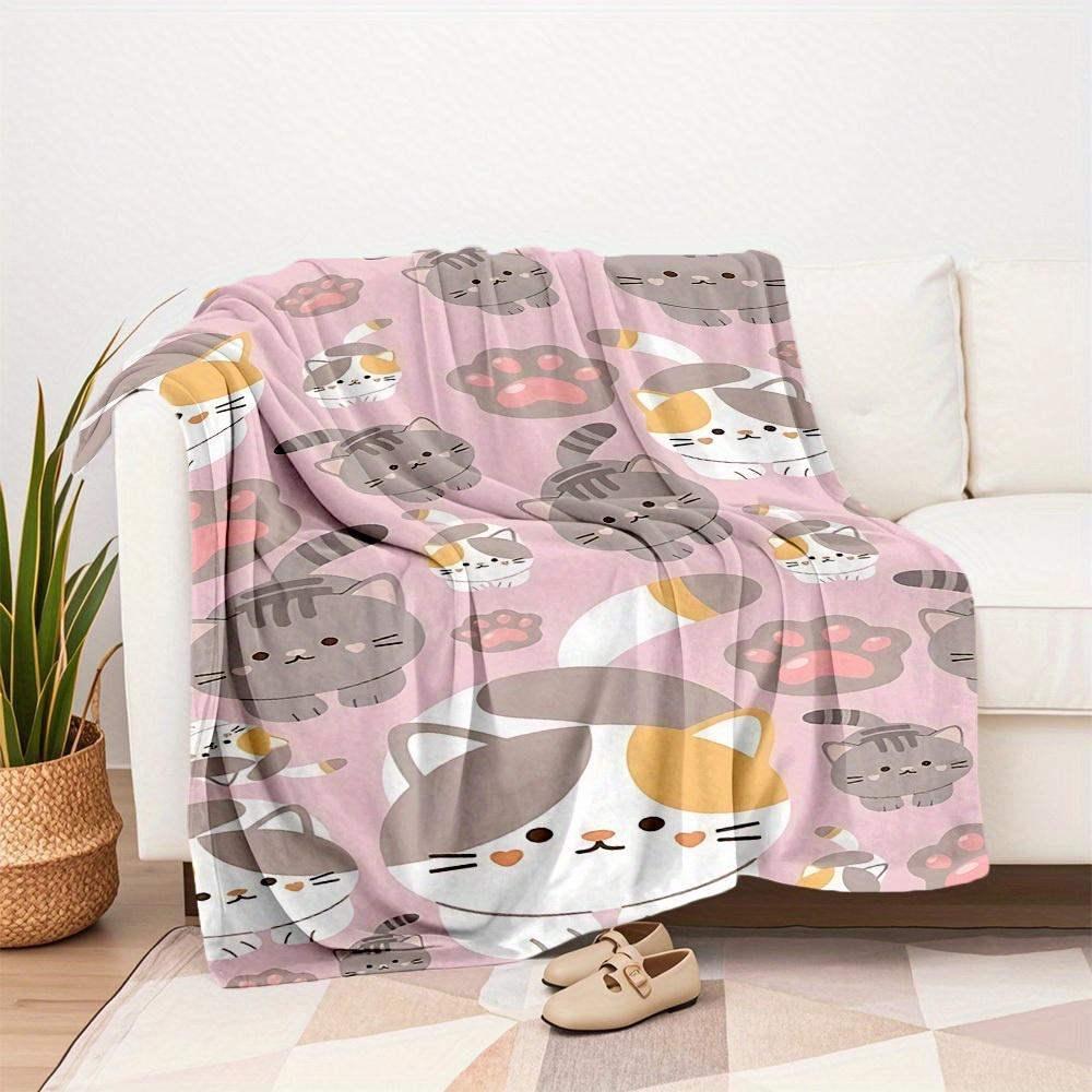 1Pc Cats, Paws Print Flannel Blanket, High quality Digital Printing, Comfortable for All Seasons, Home DecorGifts821027