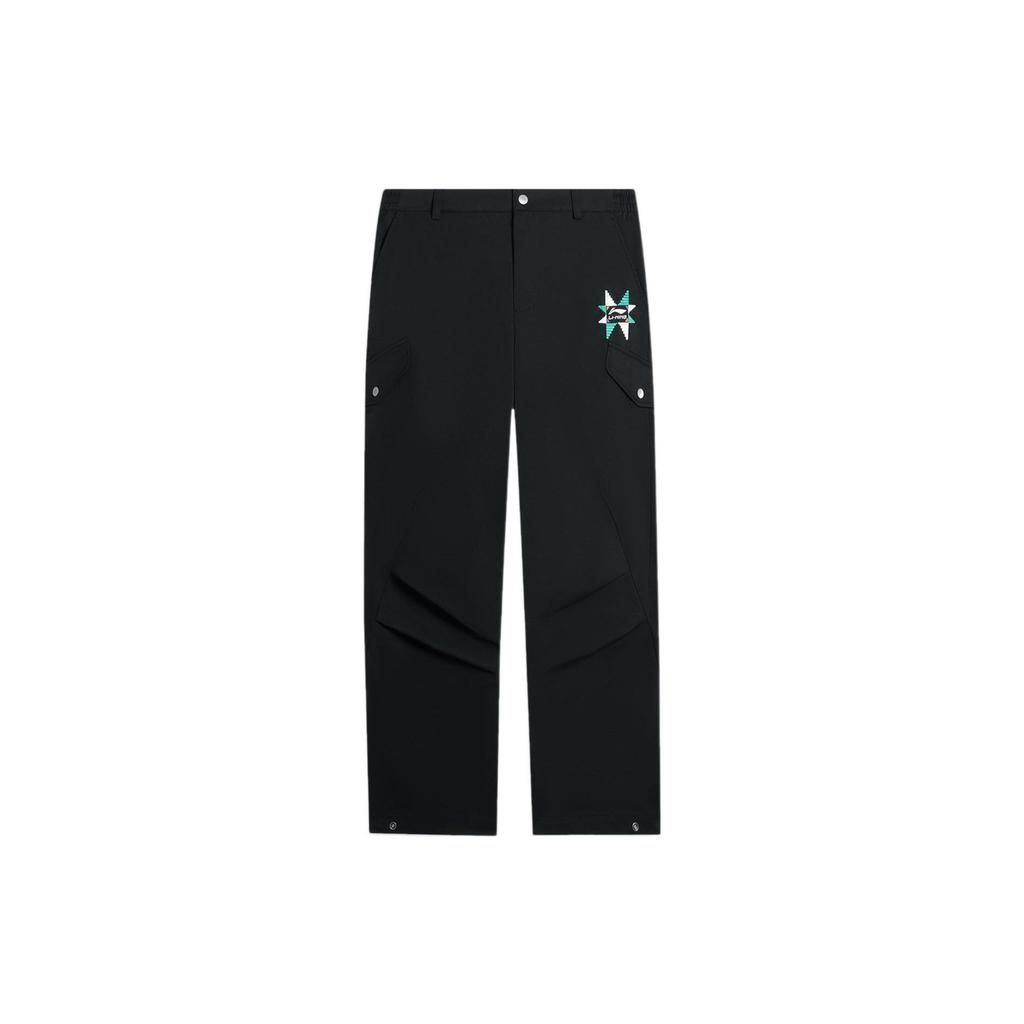 Li-Ning Solid Color Logo Casual Loose Sports Pants Men Bottoms Black AKXSB41-1