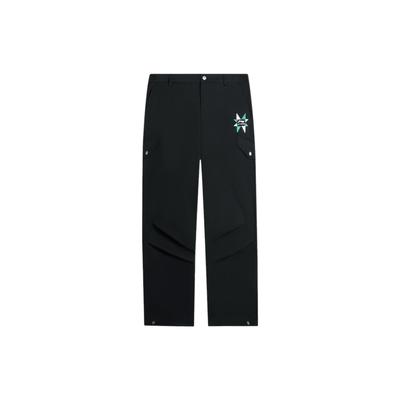 Solid Color Logo Casual Loose Sports Pants Men Bottoms Black AKXSB41-1