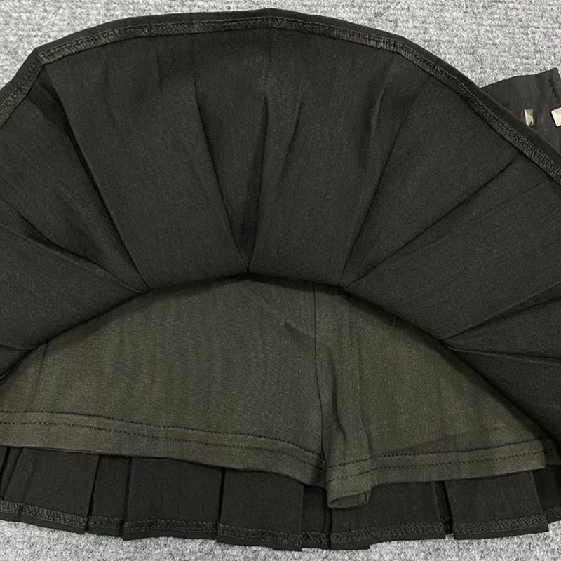 Y2K Gothic Punk Harajuku Sexy Ultra Short Riveted Fold Mini Skirt