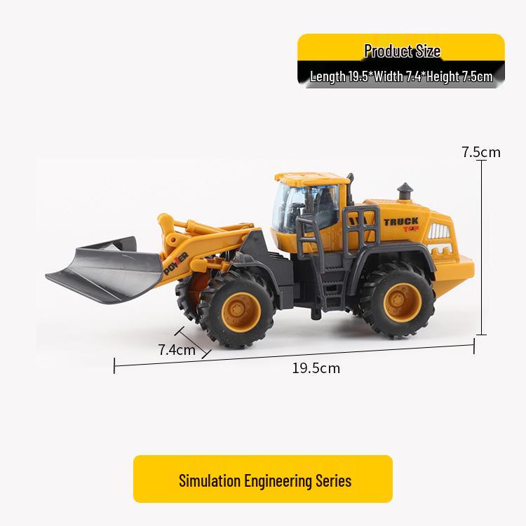 Kids' Inertial Engineering Vehicle Set: Excavator, Bulldozer, Forklift, Loader, Crane Toy Models
