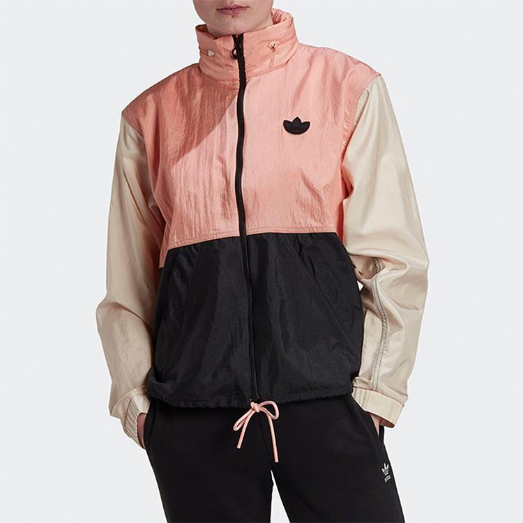 Adidas Originals Trefoil Color Block Windbreaker Retro Casual Sports Jacket Women Pink GK8559