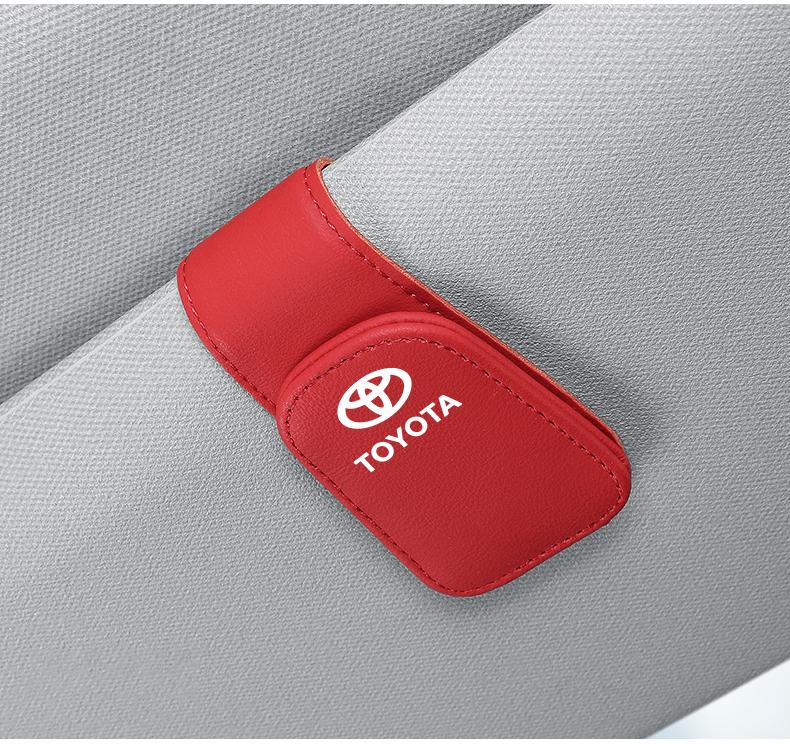 Car Accessories Sun Visor Sunglasses Holder PU leather Glasses Clip For Toyota Corolla Yaris Aygo Prius CHR Camry Auris Avensis