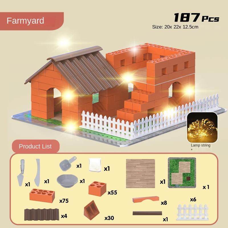 Creative DIY ילדי צעצועי בניין בלוקים דגם סט סימולציה בוץ לבנים ואריחים בתי להרכיב צעצוע מתנת יום הולדת לילד מבוגר