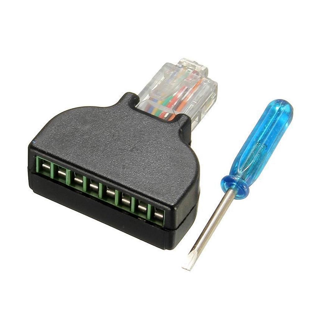 

RJ45 to 8 Pin Terminal Adapter Connector 8P8C Network Crystal Head Screw Terminal Block Copper Alloy Contact Screw Termination чёрный