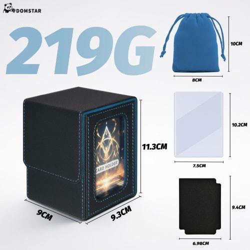 Domstar Deck Case, Card Case for Trading Cards, with Double Card Display Window, Waterproof Leather, Holds 100 Double-Sleeved Cards, Includes Two Comp