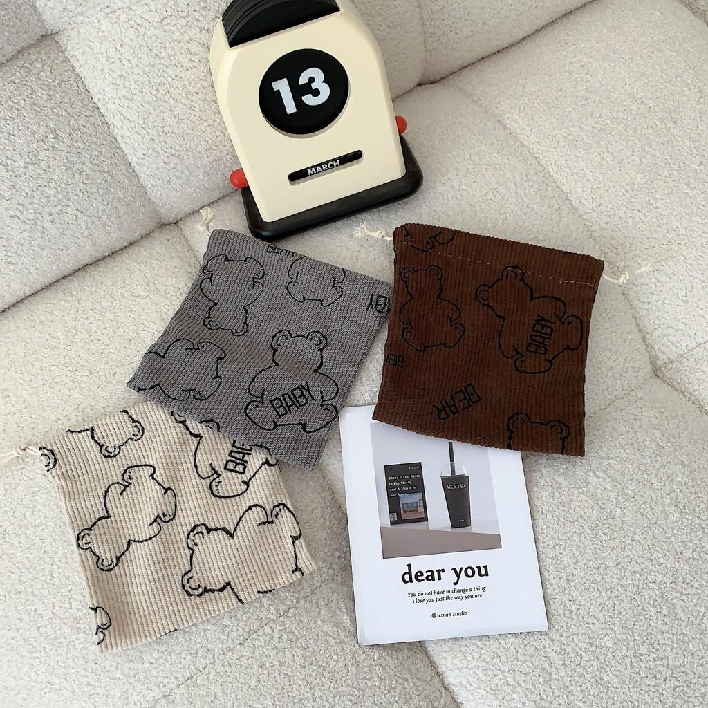 Милий та свіжий оксамитовий мішечок для зберігання дитинча ведмедика, косметичка, маленька сумка-тоут