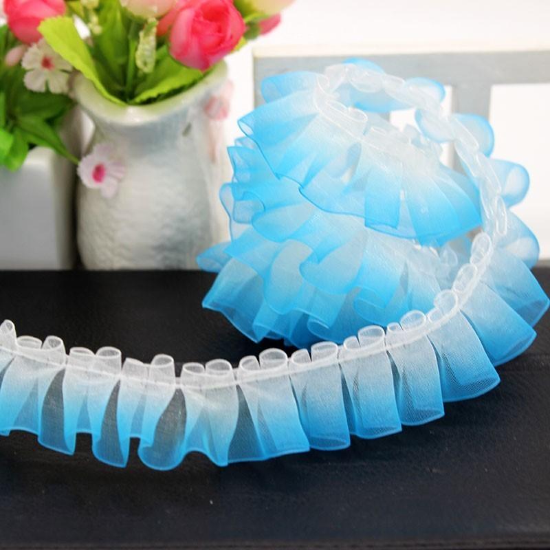 

2,5 см в ширину Радужный градиент Кристалл шифон тюль кружевная ткань аксессуары DIY одежда ткань ручной работы кукла домашний текстиль декор