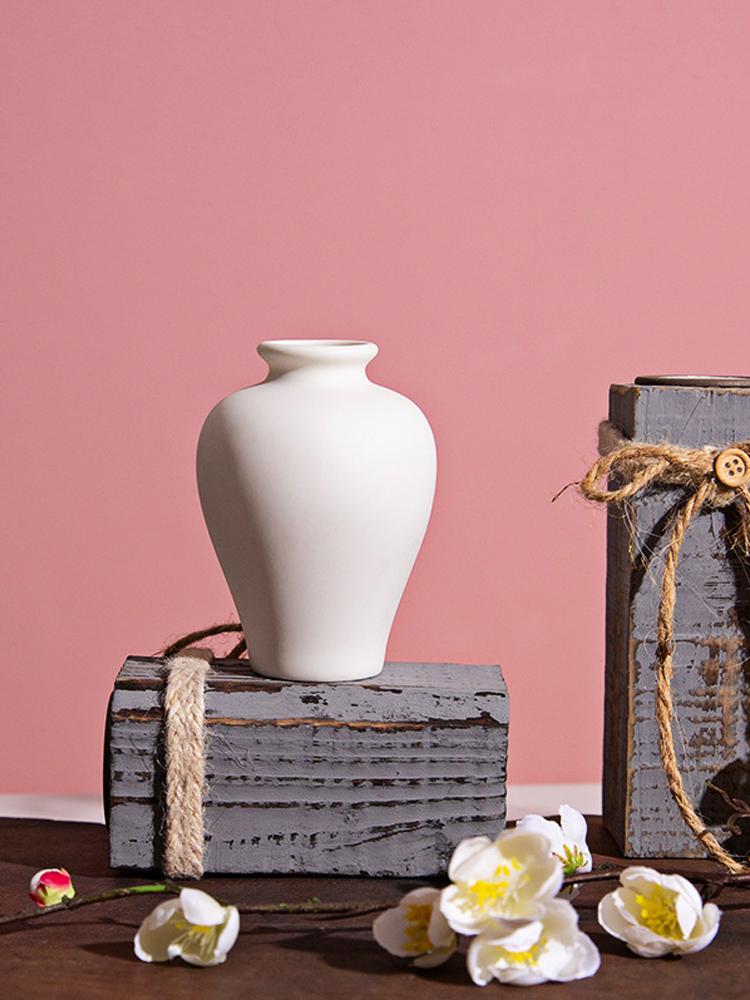 Ins Flower Ornaments Ceramic Small Flower Bottle White Vase Crafts Flower Arrangement Fragrance Bottle Room Decoration Ceramics