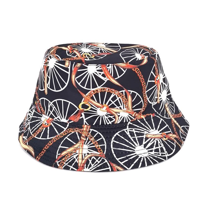 Bucket Hat Wheel Pattern Printed Pot Hat Outdoor Sports Travel Women Sunscreen Sunshade Sun Hat Sun Hat