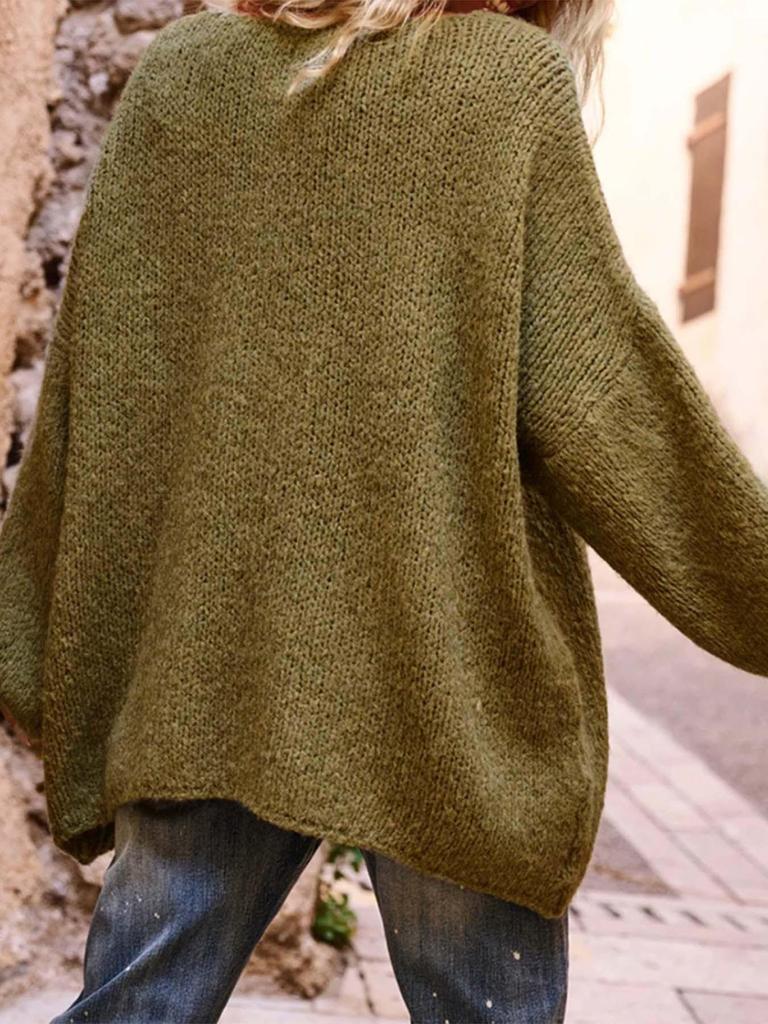 2025 Autumn/Winter Women's Heart Pattern V-Neck Loose Sweater Knitwear