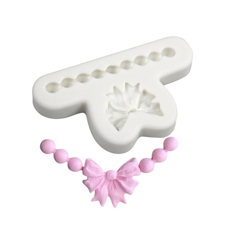 Silicone Chocolate Moulds Fondant Mold Bowknot Pearl Necklace Shape Silicone Material Household Baking Mould Baking Tool