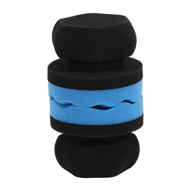 Professioneller Auto Wachs Schwamm Applikator Blau Schwarz Ergonomischer Handlicher Schwamm für Einfache Reifenverkleidung Lack Wachsen Detaillierung Reinigungsset