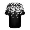 Women's T Shirt Tee Print Short Sleeve V-Neck Button Up Cardigan T-shirt Top