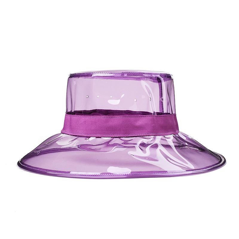 New Solid Leopard Transparent Women's Buckets Hats Caps PVC Beach Sun Visor Waterproof Rain Hat Plastic Wide Brim Caps Gorras