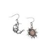 Personality Earrings Retro Silver Plated Earrings Sun Moon Pattern Dangle Earrings  Women